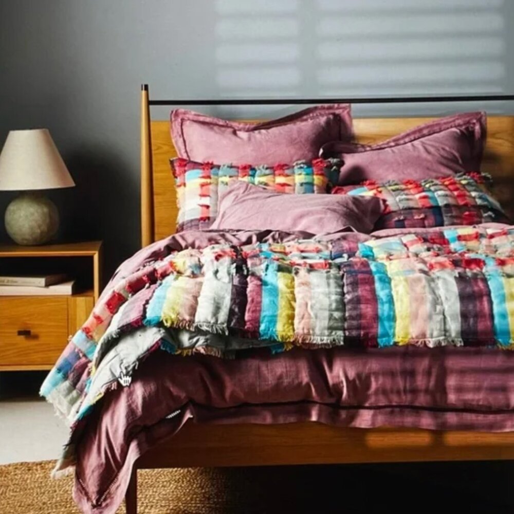 Anthropologie Woven Ainsley Queen Quilt & Shams